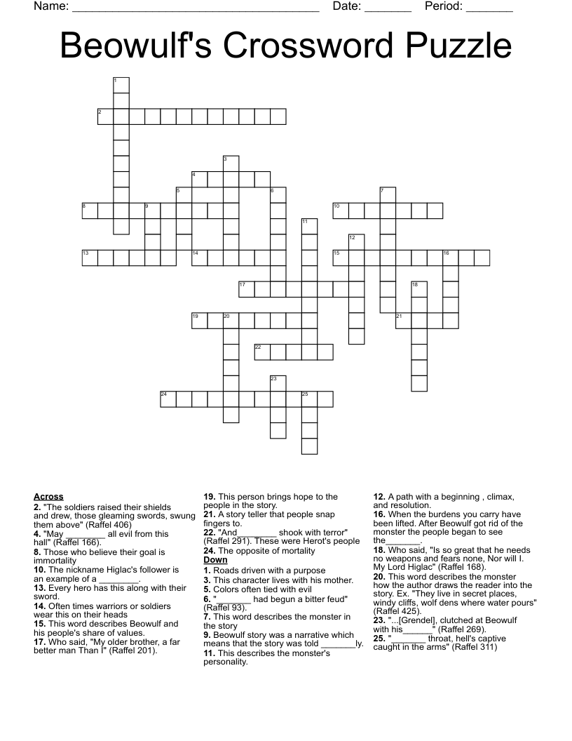 Beowulf's Crossword Puzzle