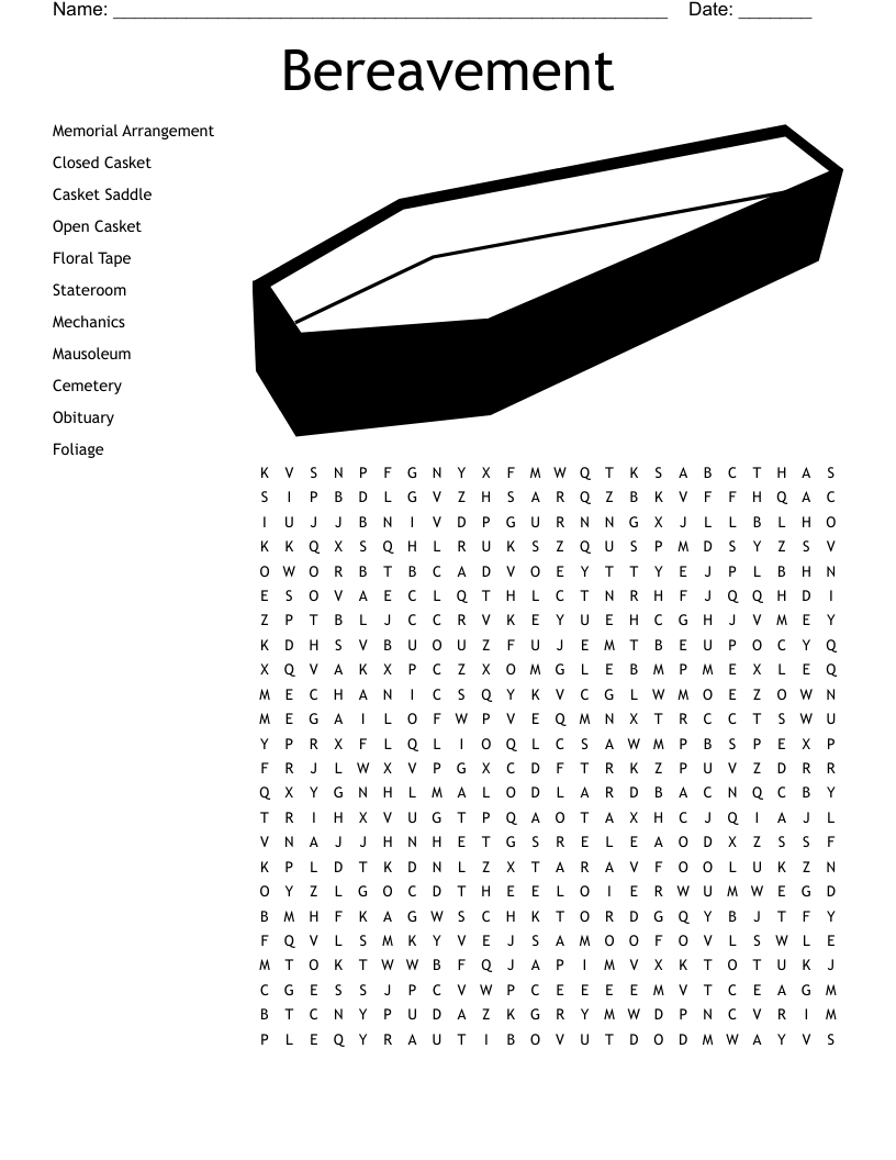 Bereavement  Word Search