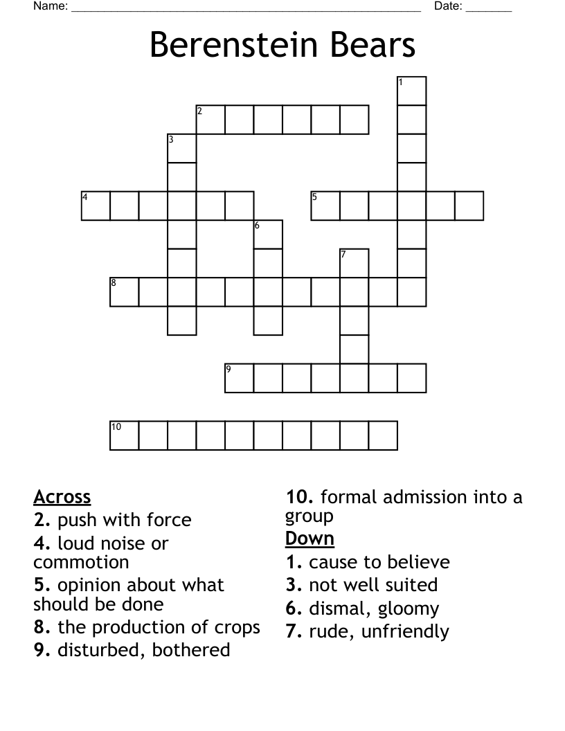Berenstein Bears Crossword