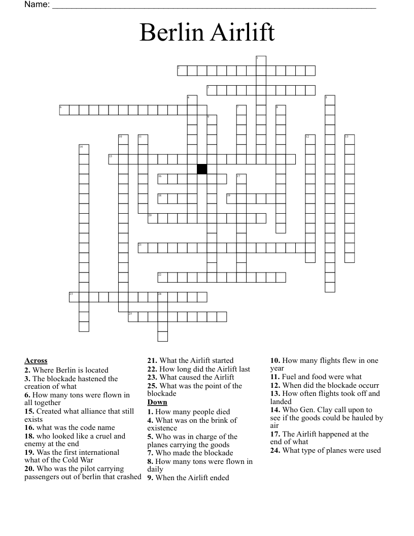 Berlin Airlift Crossword