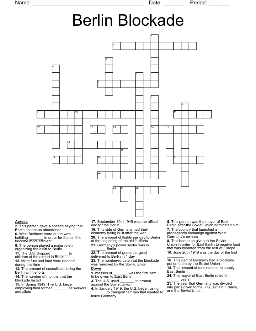 Berlin Blockade Crossword
