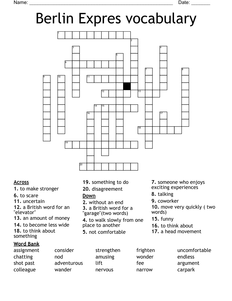 Berlin Expres vocabulary Crossword