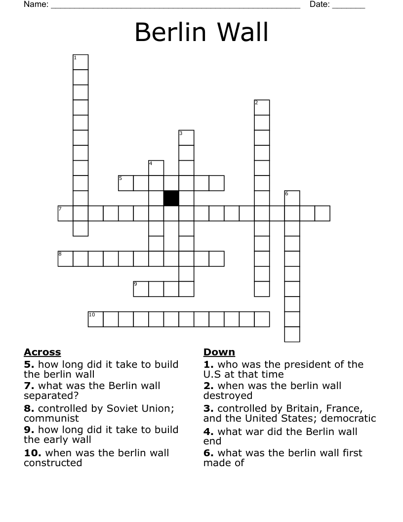Berlin Wall Crossword