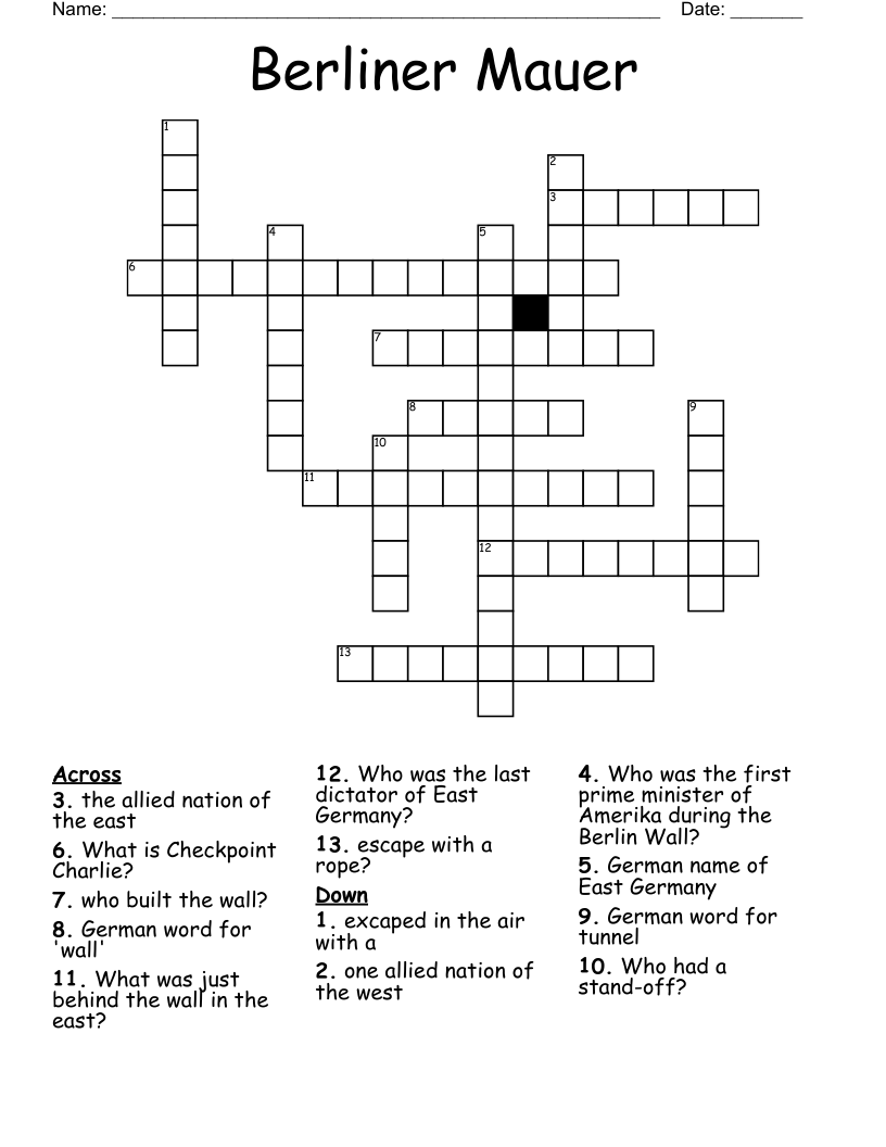 Berliner Mauer Crossword