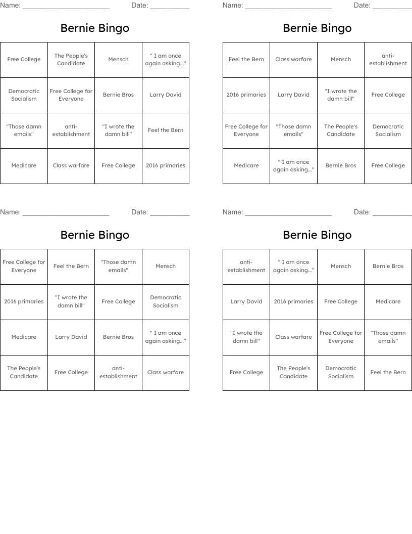 Bernie Bingo