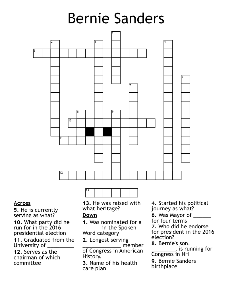 Bernie Sanders Crossword