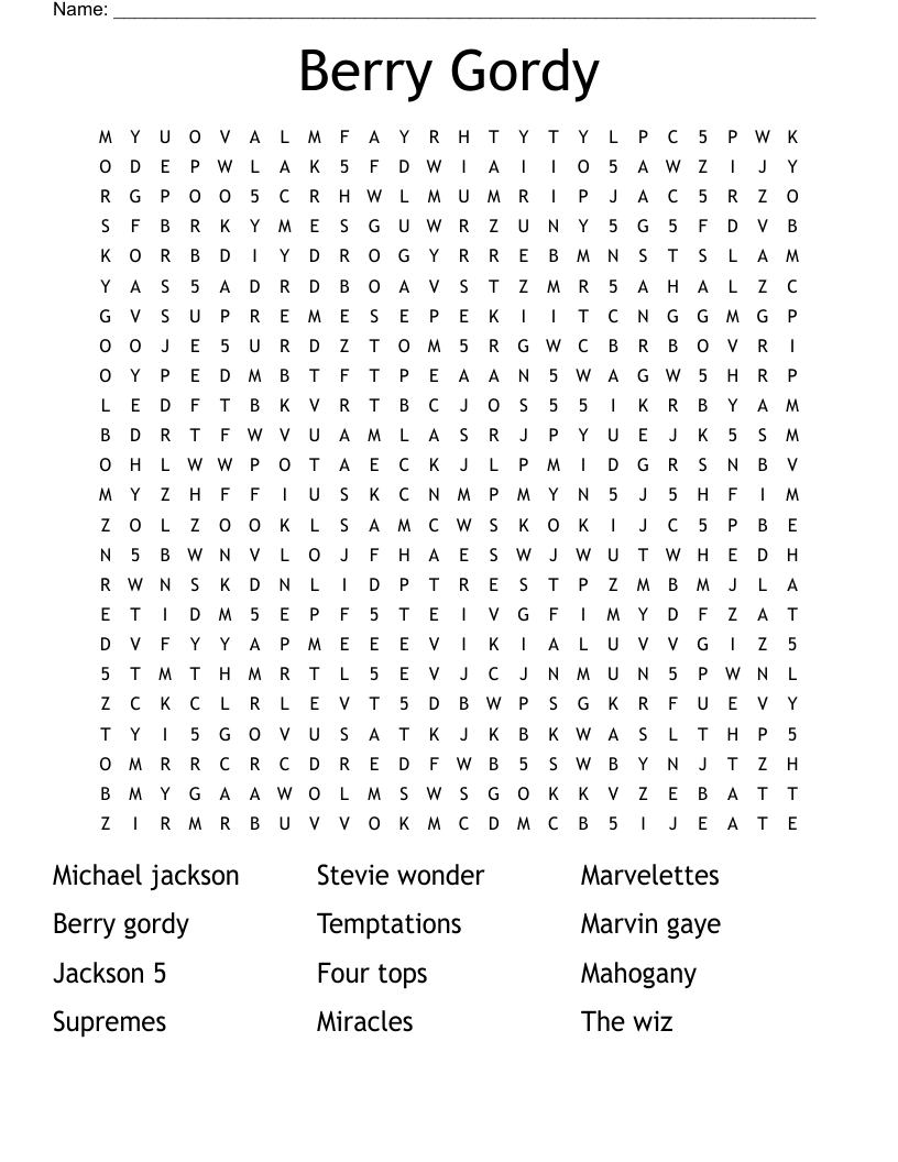 Berry Gordy Word Search