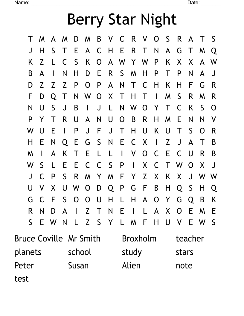 Berry Star Night Word Search