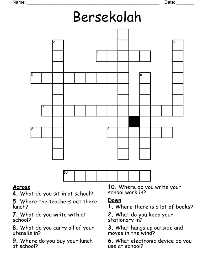 Bersekolah Crossword