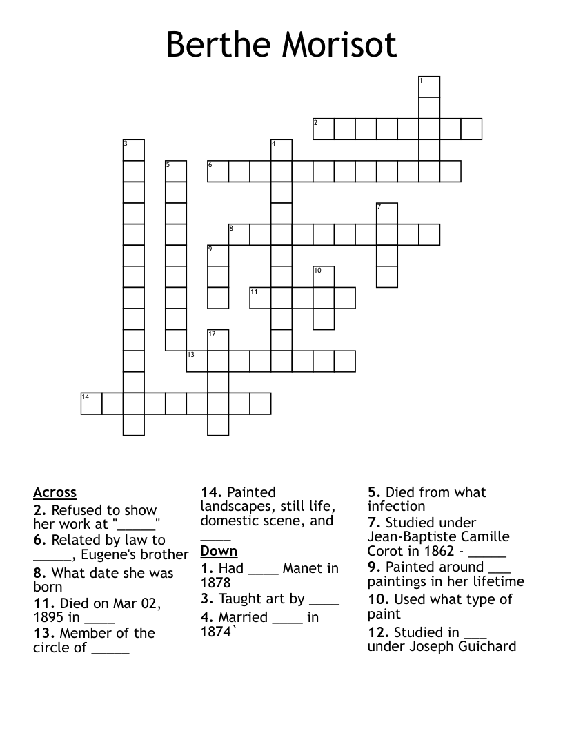 Berthe Morisot Crossword