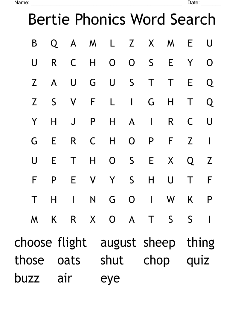 Bertie Phonics Word Search