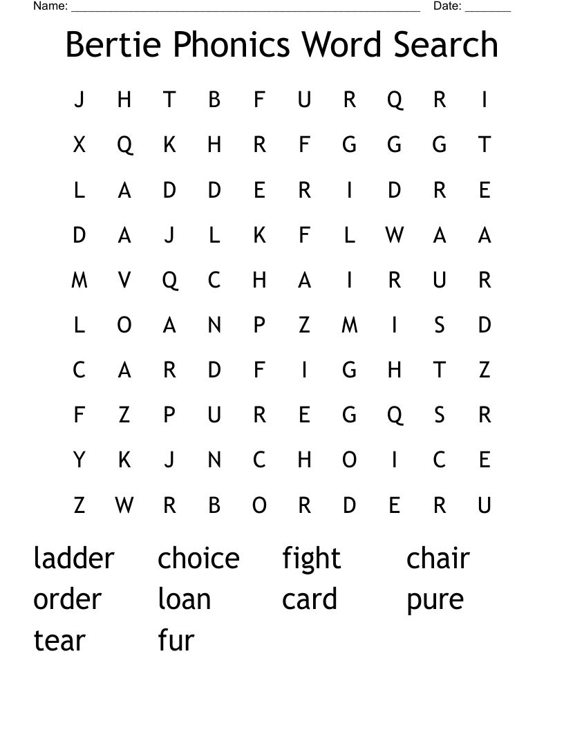 Bertie Phonics Word Search