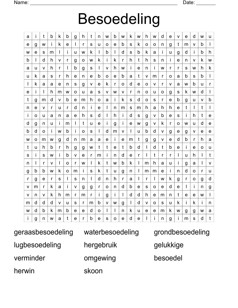 Besoedeling  Word Search