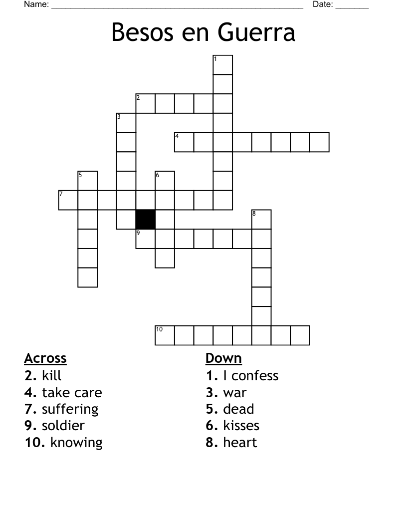 Besos en Guerra Crossword