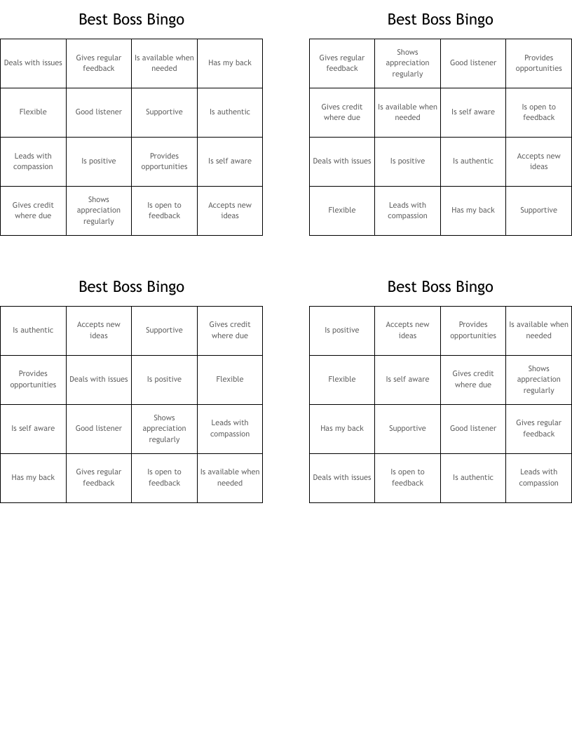Best Boss Bingo