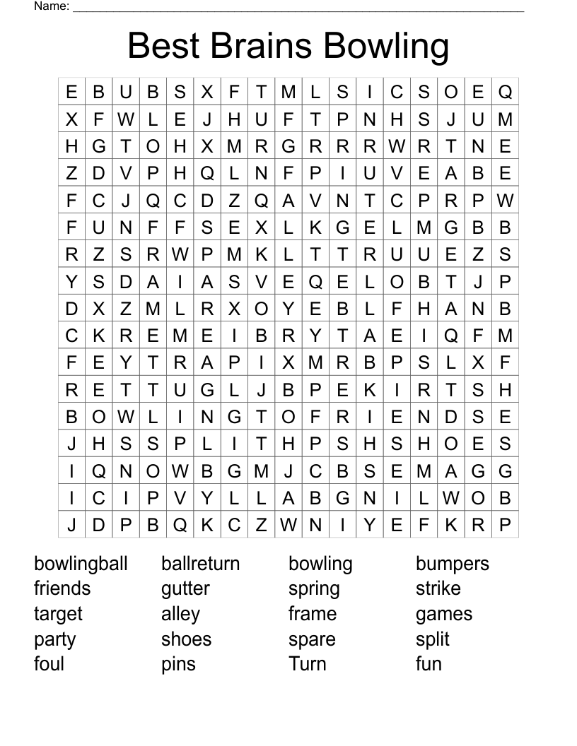 Best Brains Bowling Word Search