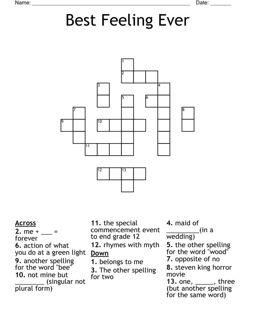 Best Feeling Ever Crossword
