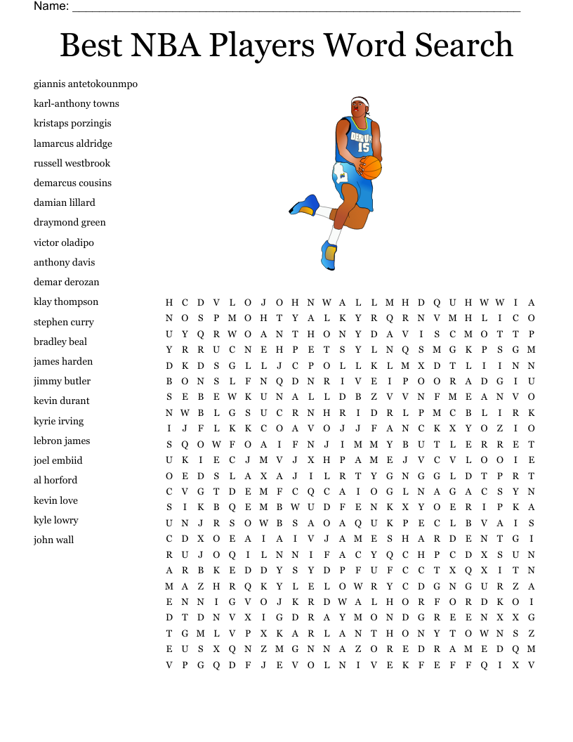 Best NBA Players Word Search