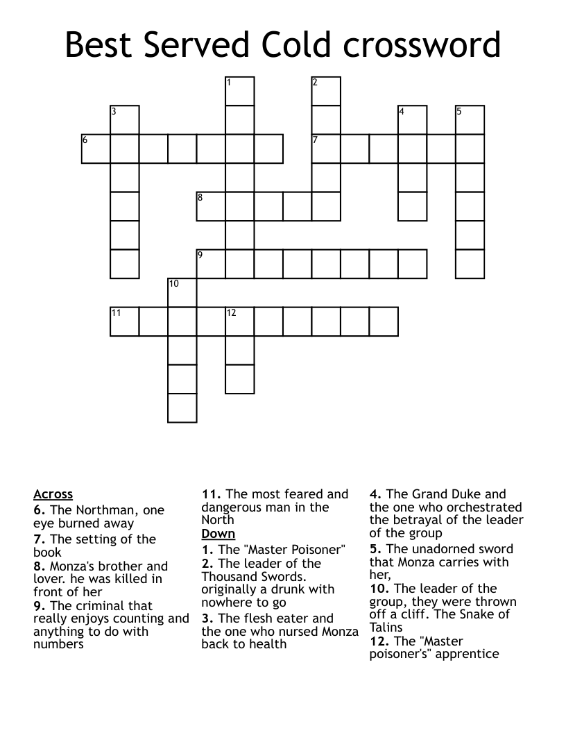 Best Served Cold crossword