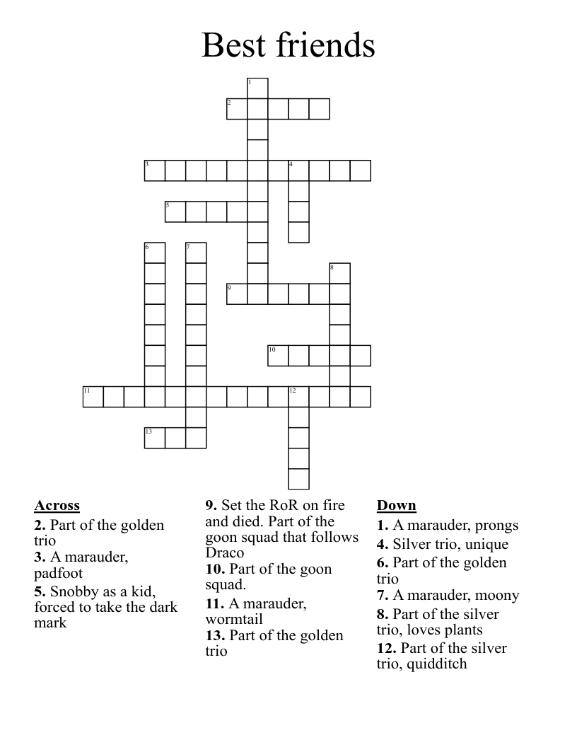 Best friends Crossword