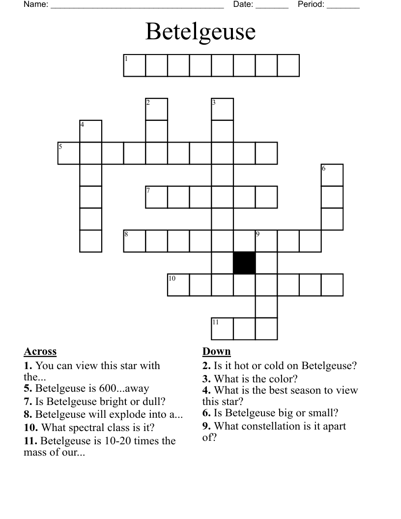 Betelgeuse Crossword