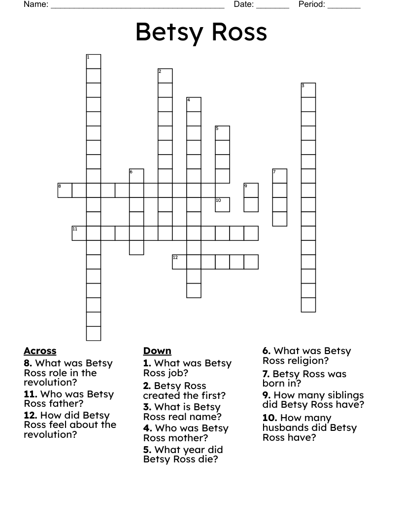 Betsy Ross  Crossword