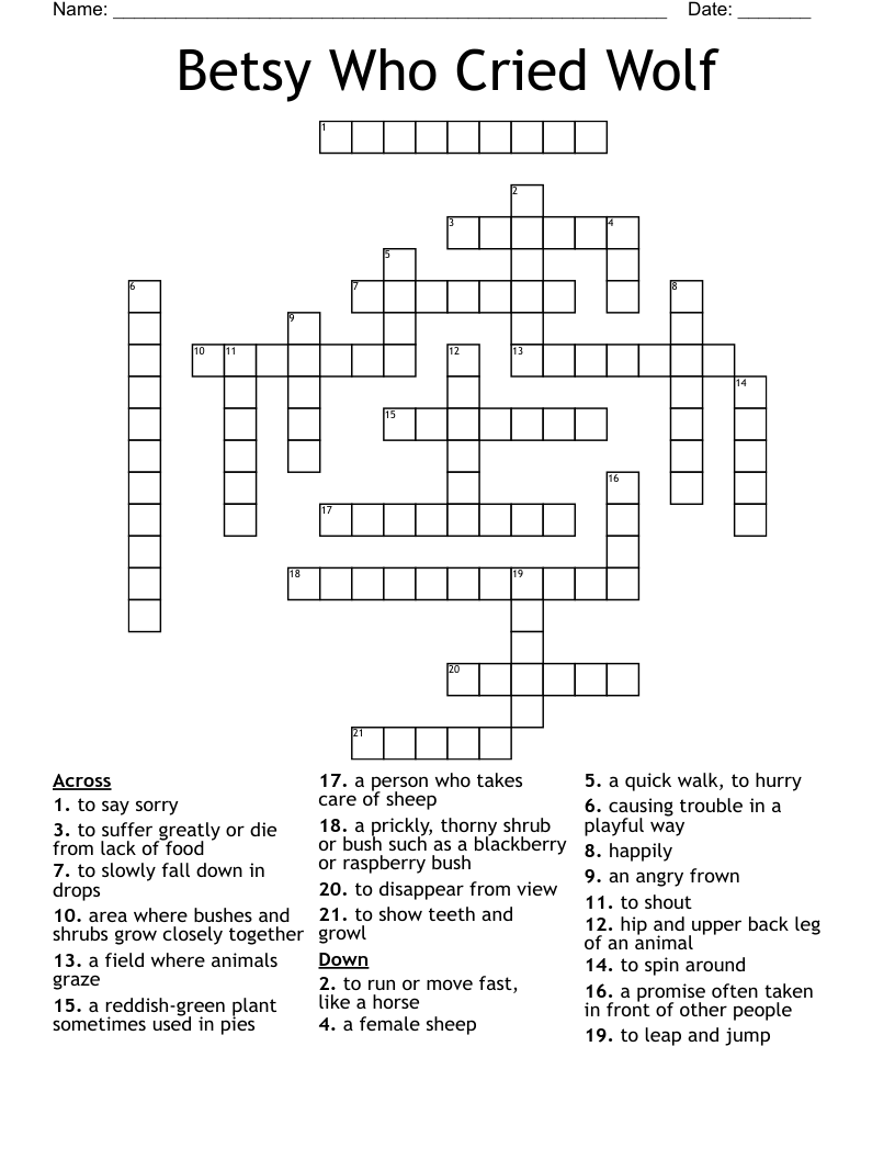 Betsy Who Cried Wolf Crossword
