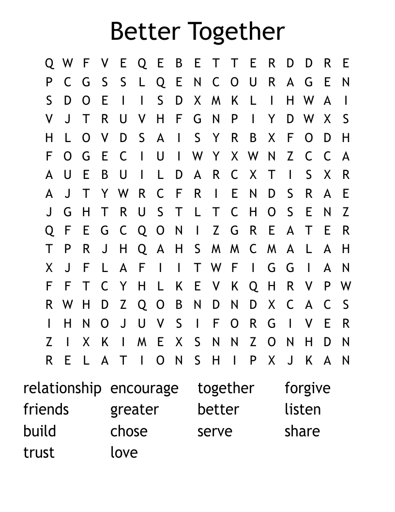 Better Together Word Search