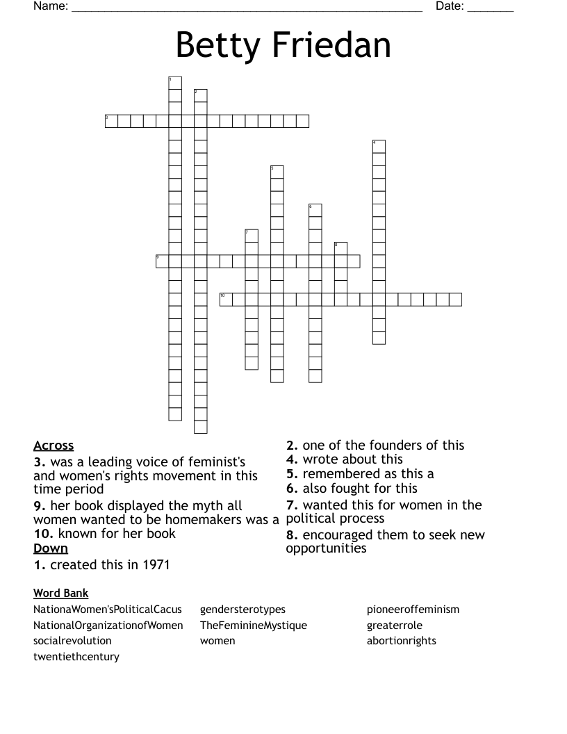 Betty Friedan  Crossword