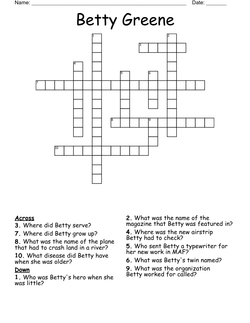 Betty Greene Crossword