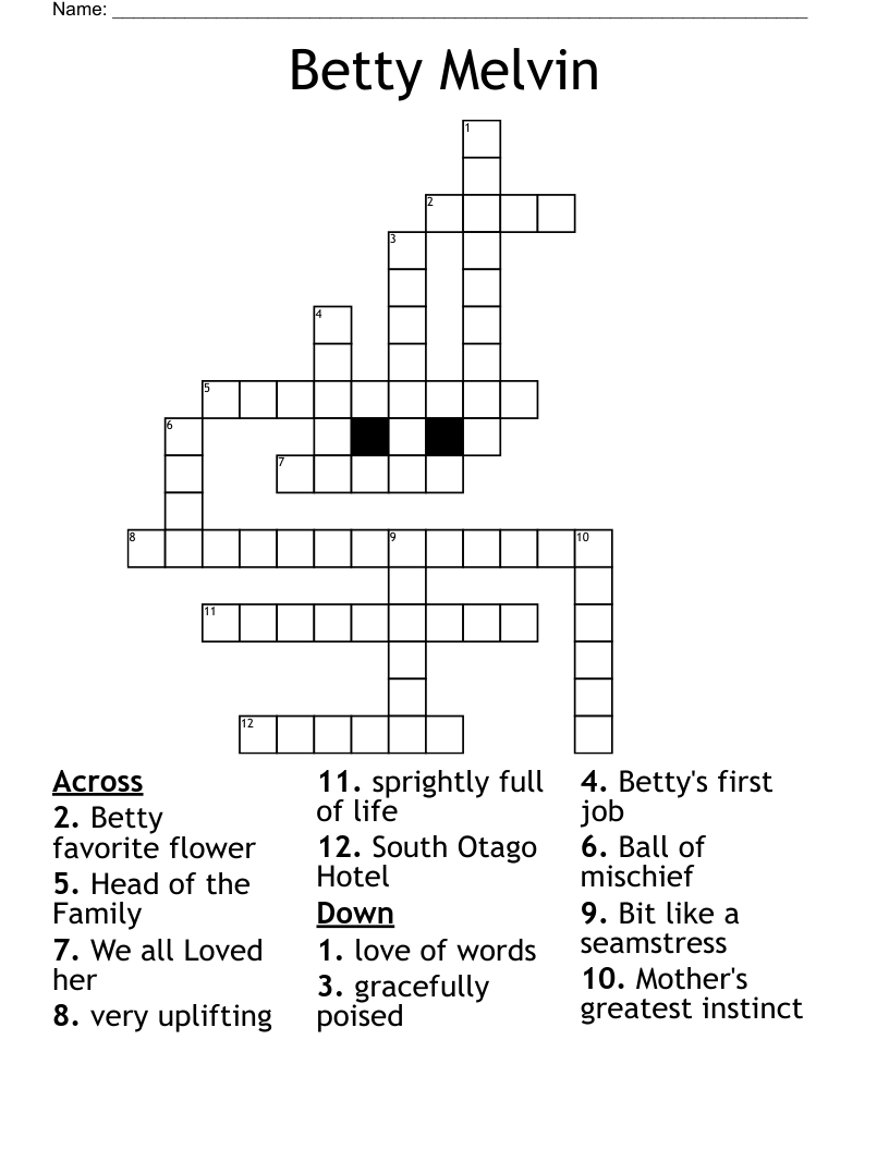 Betty Melvin Crossword