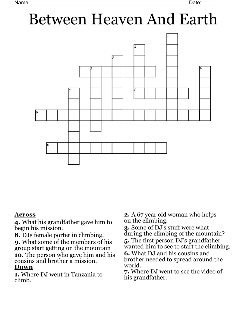 Between Heaven And Earth Crossword