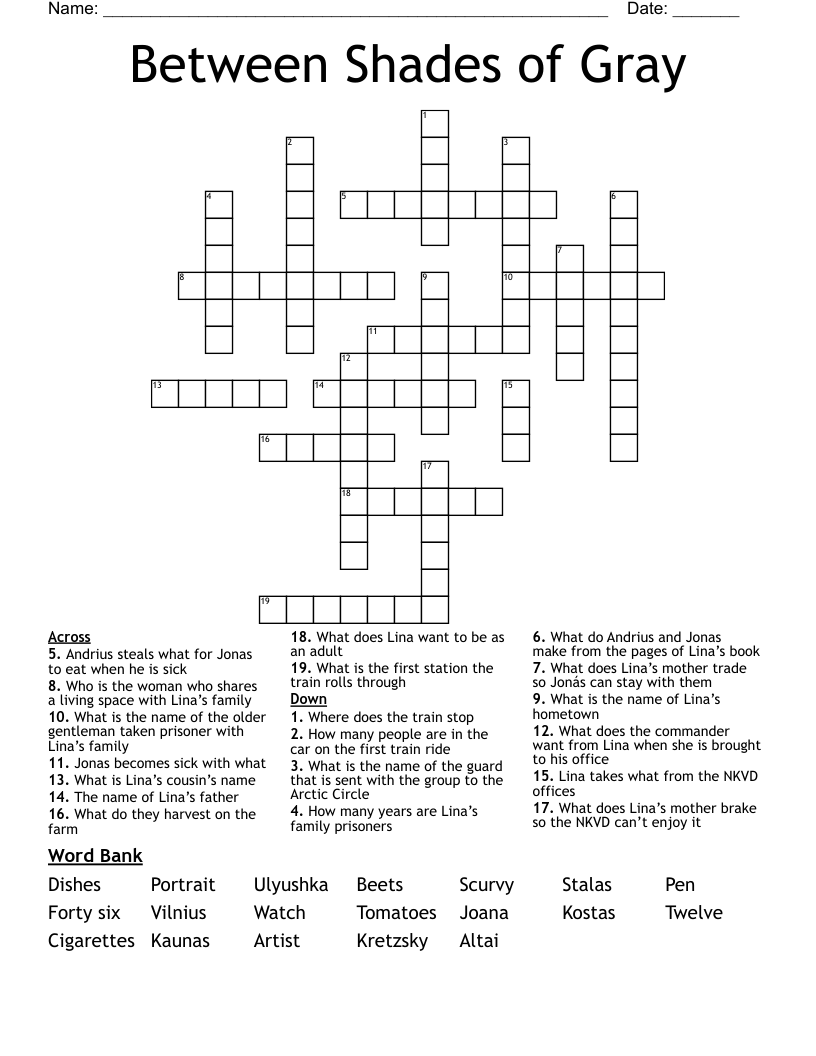Between Shades of Gray Crossword