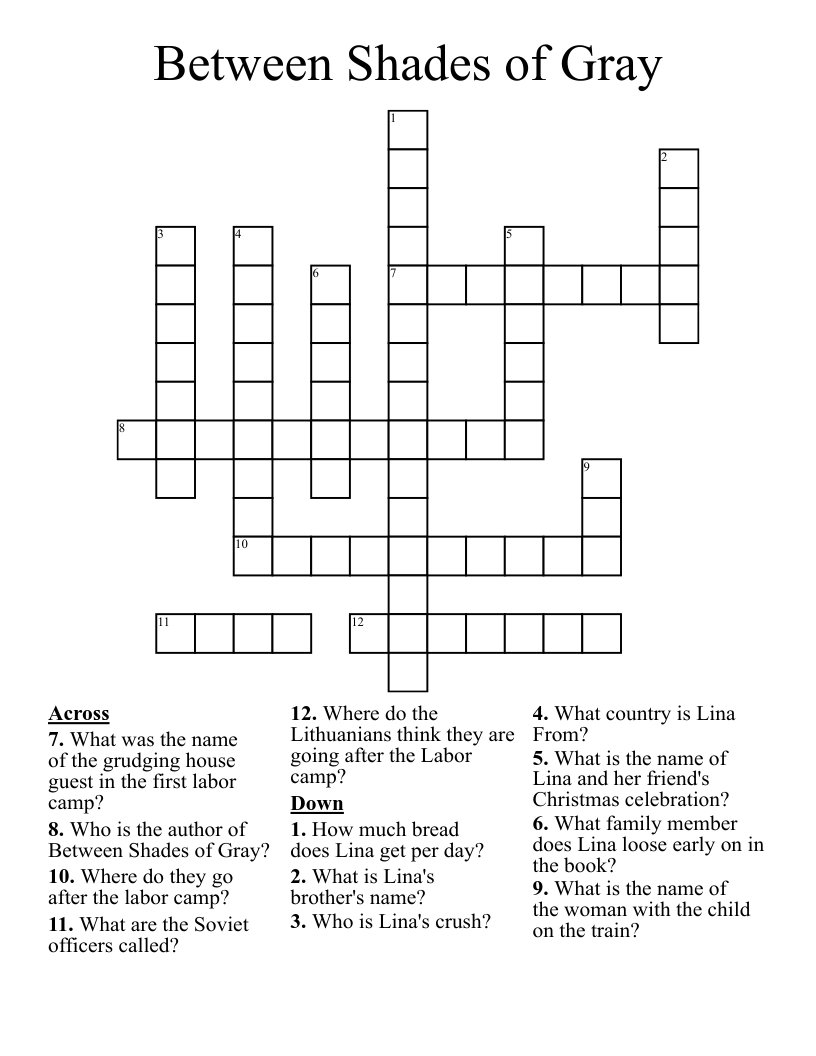 Between Shades of Gray Crossword