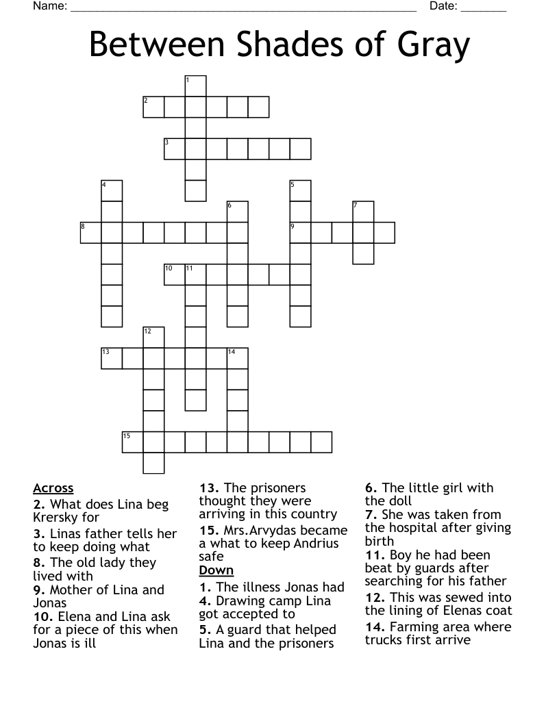 Between Shades of Gray Crossword