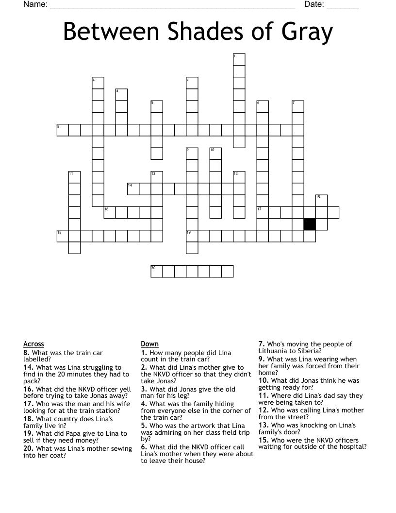 Between Shades of Gray Crossword
