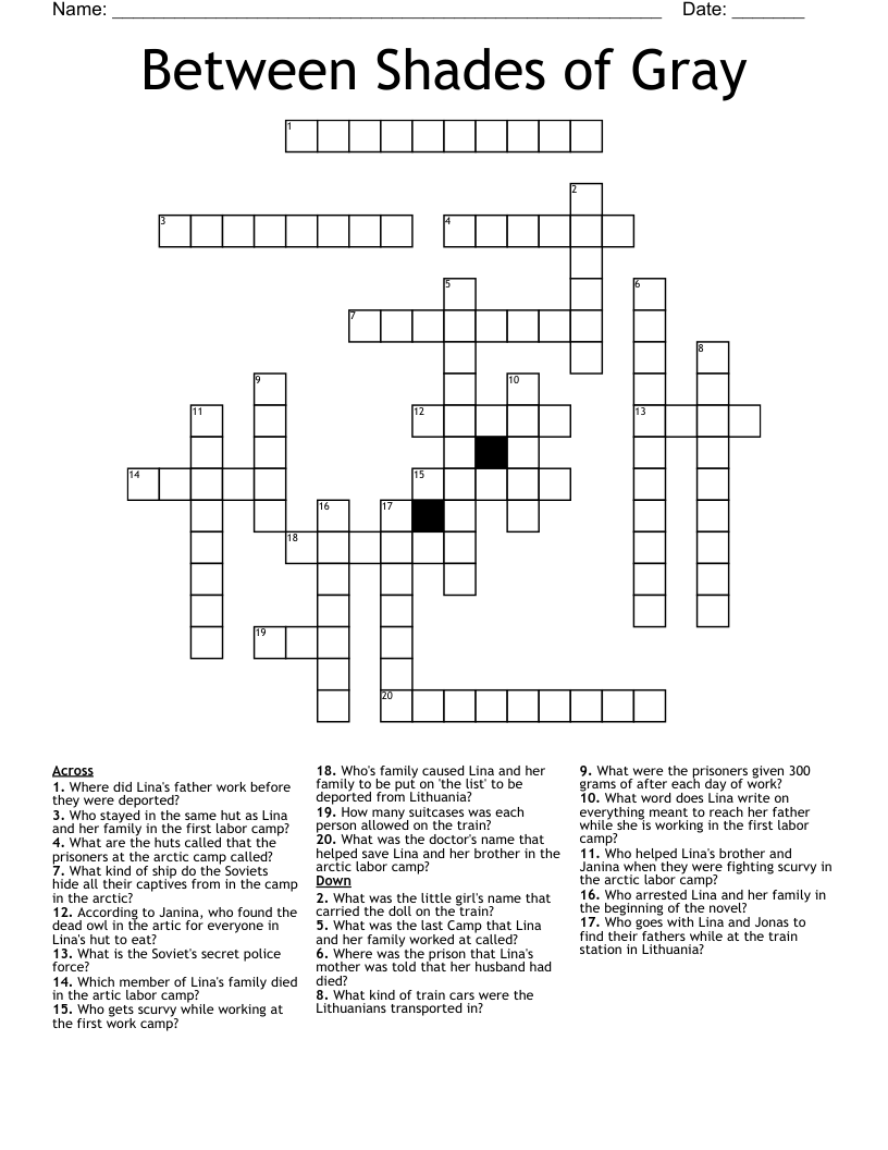 Between Shades of Gray Crossword
