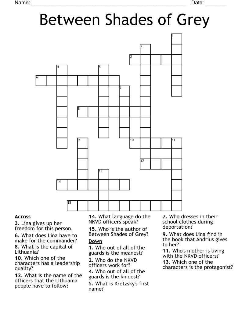 Between Shades of Grey Crossword