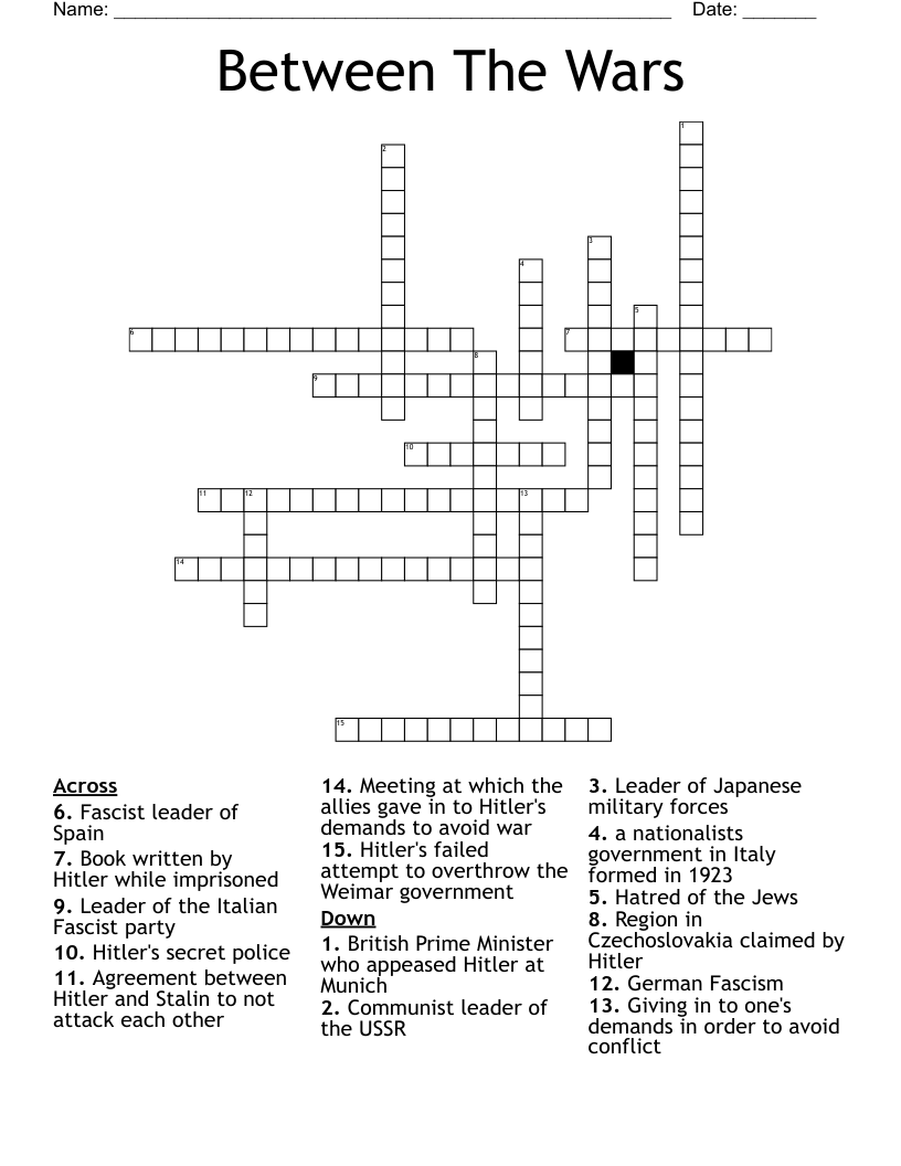Between The Wars  Crossword