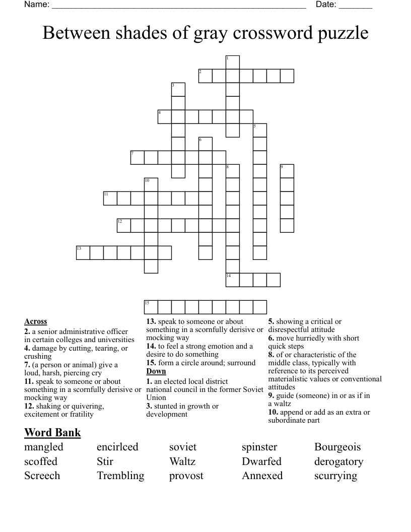 Between shades of gray crossword puzzle