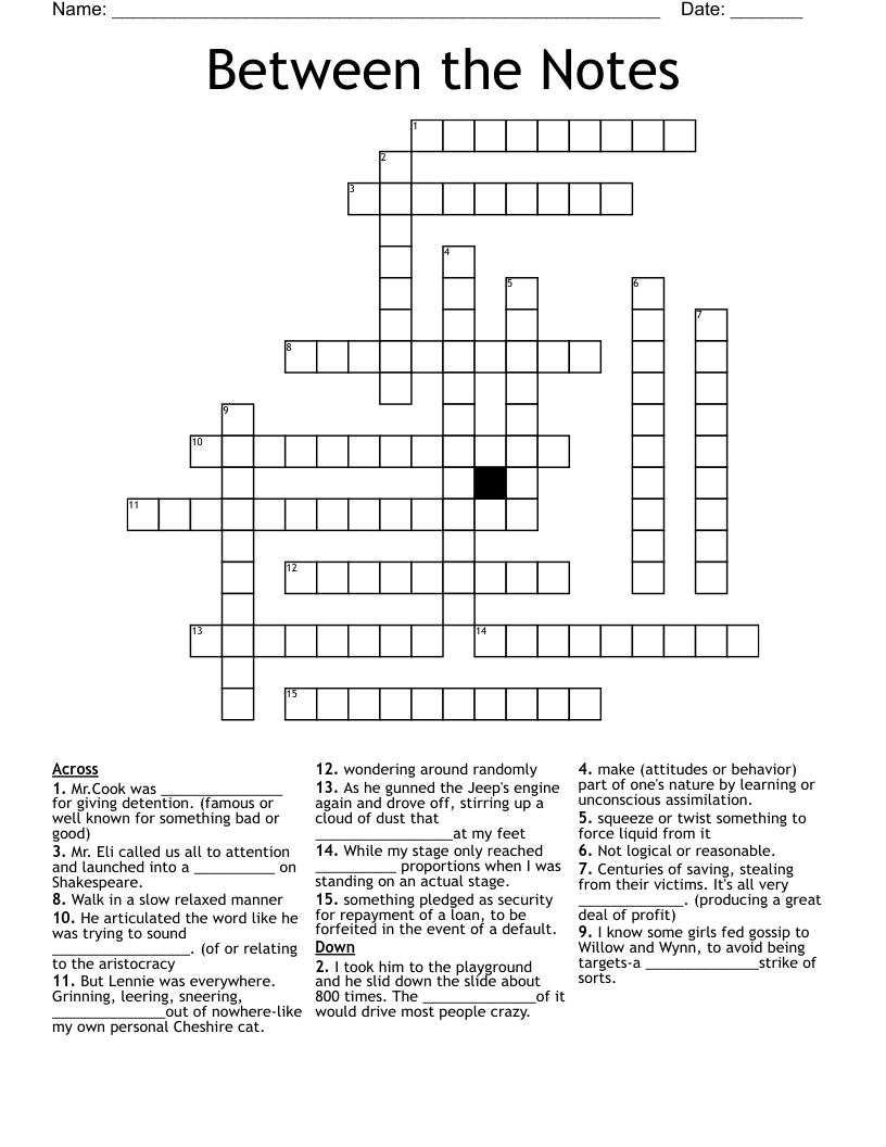 Between the Notes Crossword