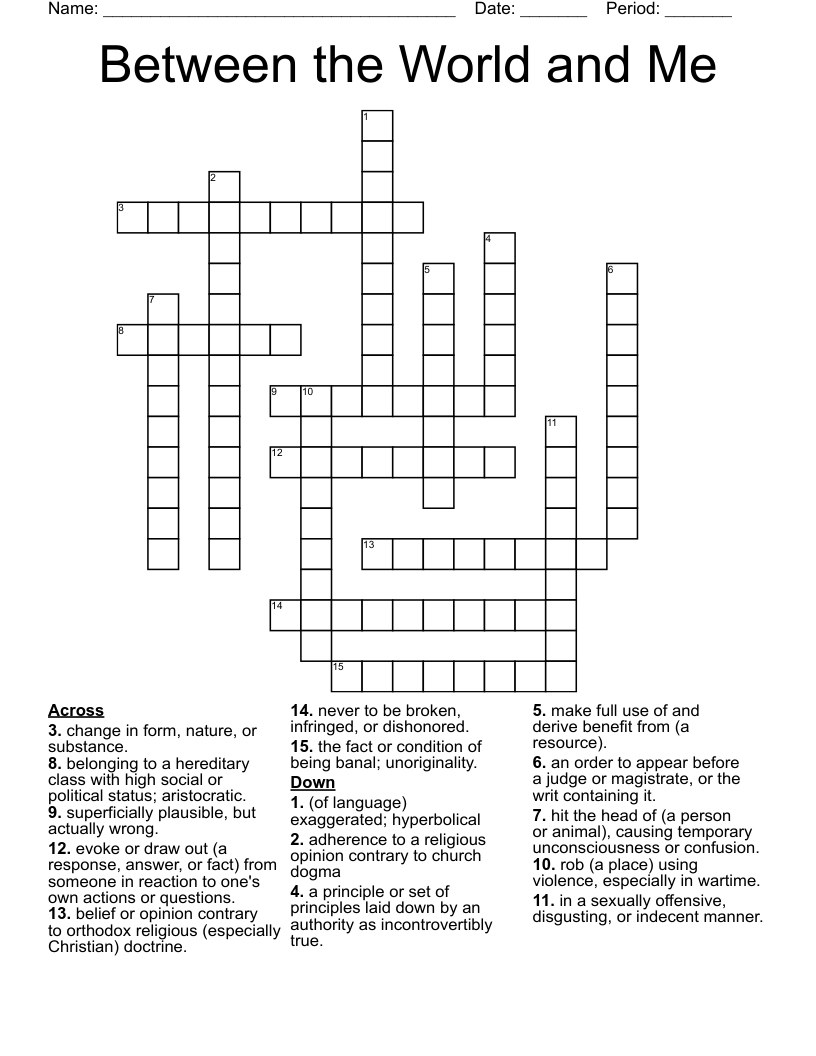 Between the World and Me Crossword