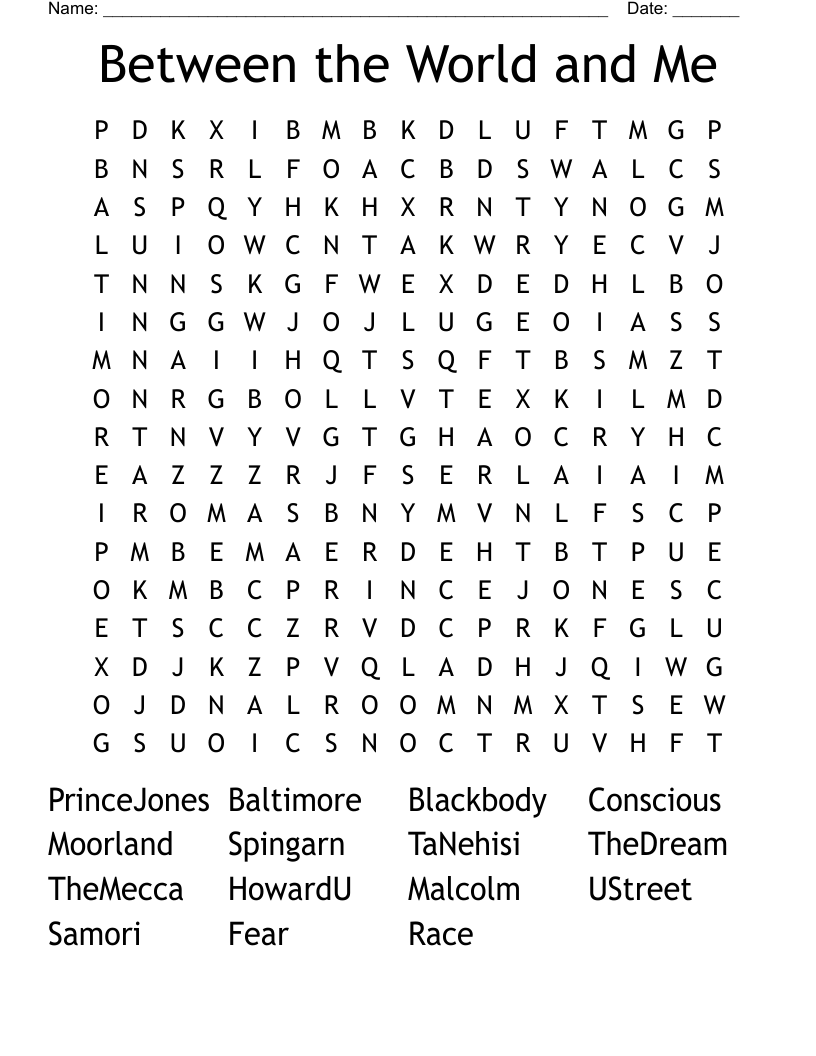 Between the World and Me Word Search
