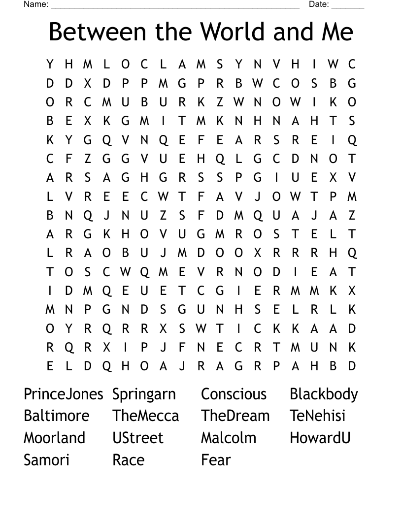 Between the World and Me Word Search