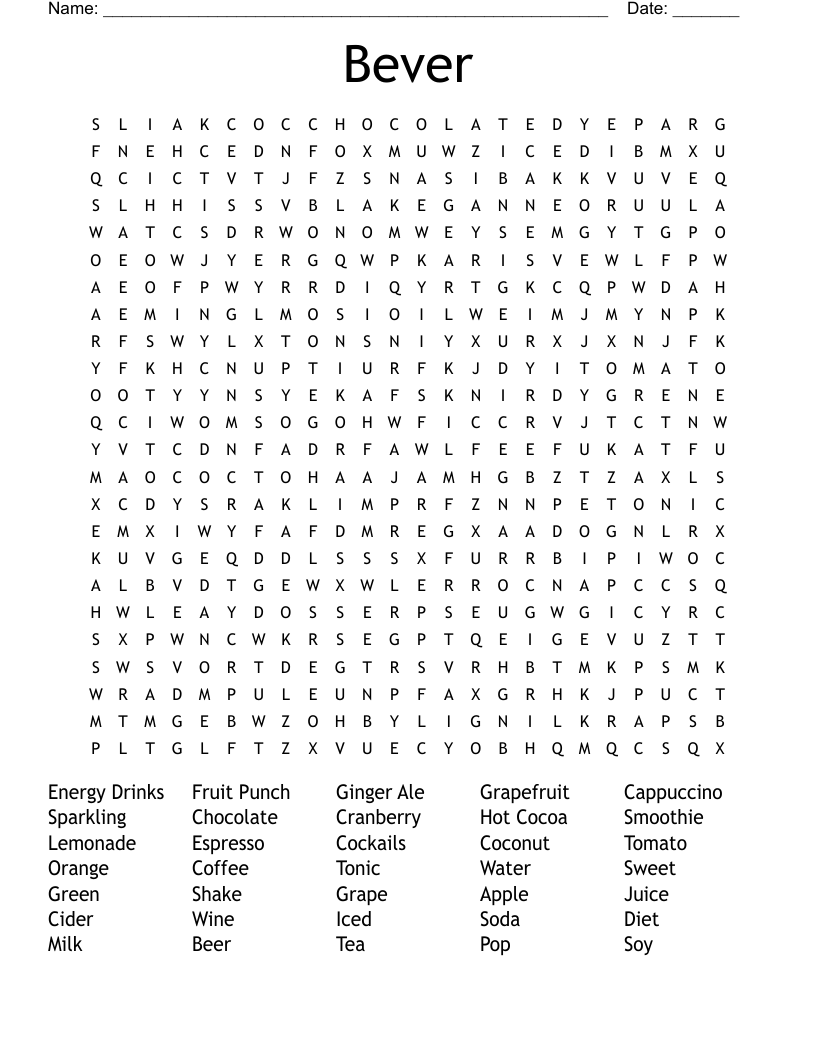 Bever Word Search
