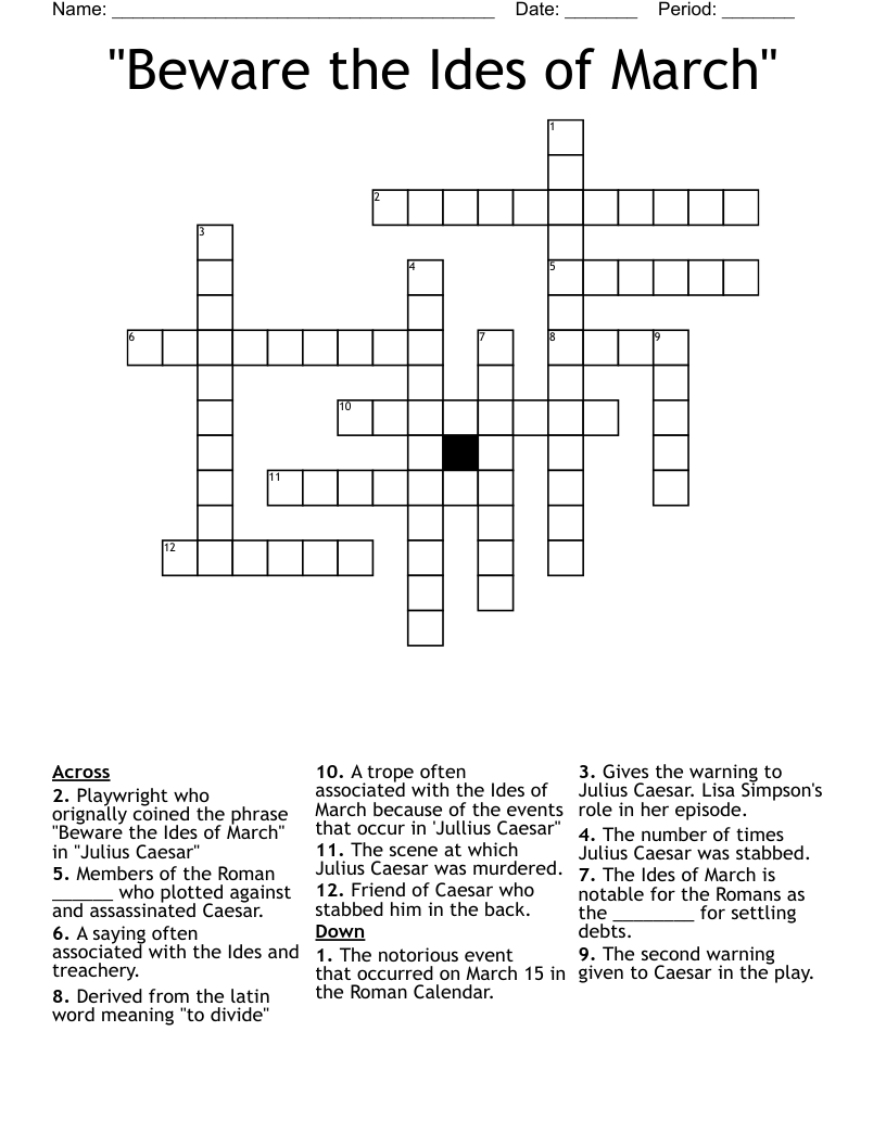 "Beware the Ides of March" Crossword