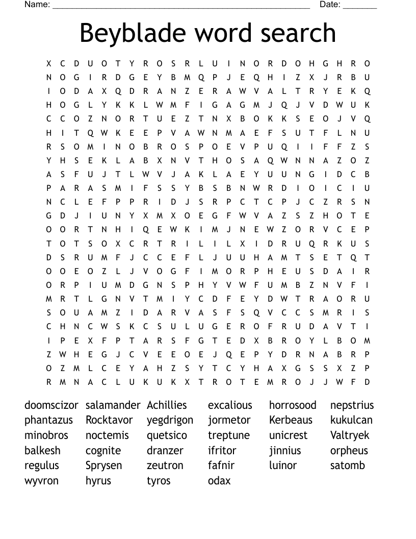 Beyblade word search