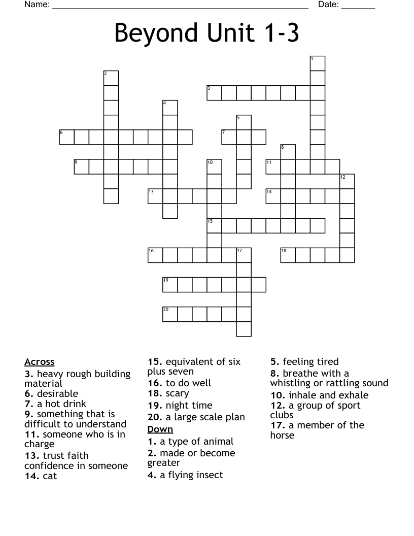 Beyond Unit 1-3 Crossword