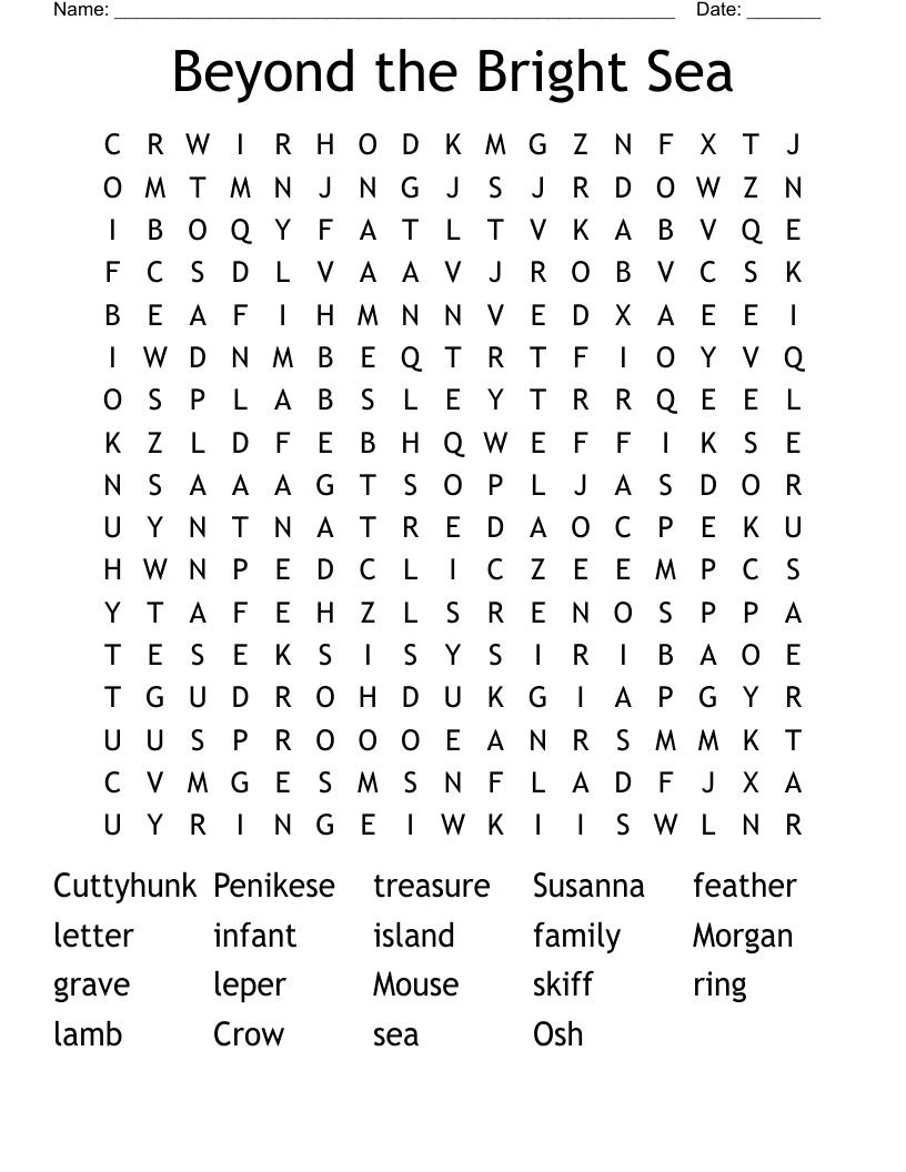 Beyond the Bright Sea Word Search