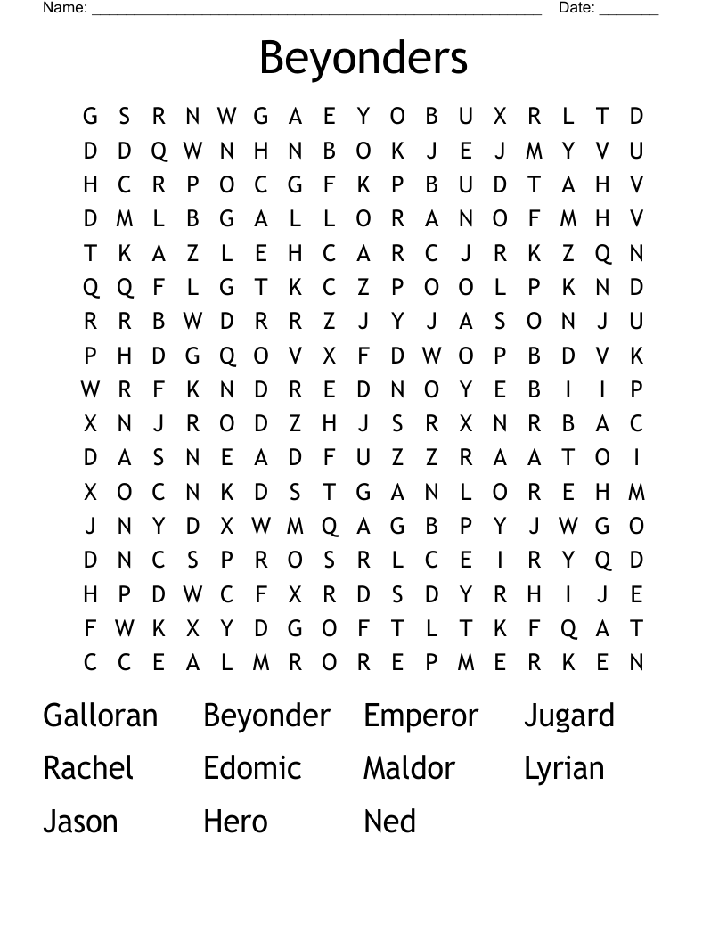Beyonders  Word Search